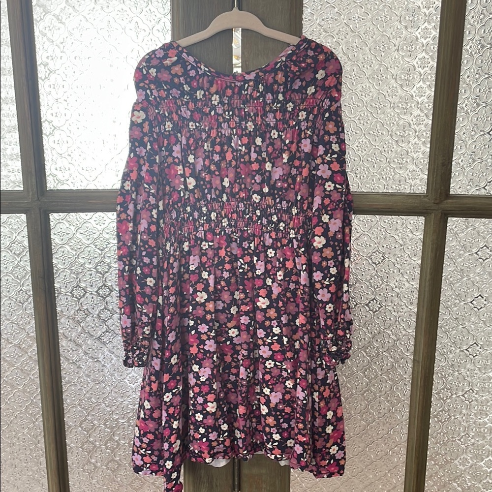 Deux Par Duex Girl’s Pink and Purple Floral Dress - Size 6